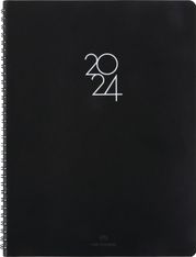 Agenda à spirale Portland - 1 semaine sur 2 pages - 22 x 30 cm - noir - Oberthur