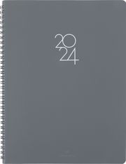 Agenda à spirale Portland - 1 semaine sur 2 pages - 22 x 30 cm - gris - Oberthur