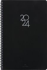 Agenda à spirale Portland - 1 semaine sur 2 pages - 17 x 24,5 cm - noir - Oberthur