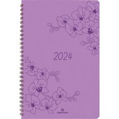 Agenda à spirale Primrose - 1 semaine sur 2 pages - 22 x 28 cm - lilas - Oberthur