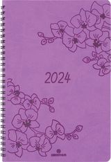 Agenda à spirale Primrose - 1 semaine sur 2 pages - 17 x 24,5 cm - lilas - Oberthur