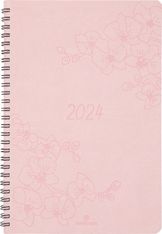 Agenda à spirale Primrose - 1 semaine sur 2 pages - 17 x 24,5 cm - rose - Oberthur