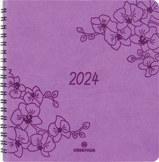 Agenda à spirale Primrose - 1 semaine sur 2 pages - 16 x 16 cm - lilas - Oberthur