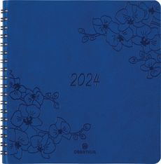 Agenda à spirale Primrose - 1 semaine sur 2 pages - 16 x 16 cm - bleu marine - Oberthur