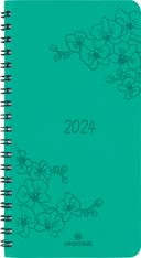 Agenda de poche spiralé Primrose - 1 semaine sur 2 pages - 9,5 x 17 cm - vert - Oberthur