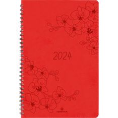 Agenda à spirale Primrose - 1 semaine sur 2 pages - 10 x 15 cm - corail - Oberthur
