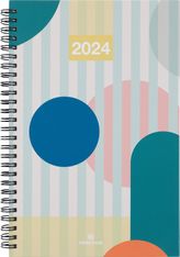 Agenda à spirale Chicago - 1 semaine sur 2 pages - 17 x 24,5 cm - couleurs pastels - Oberthur