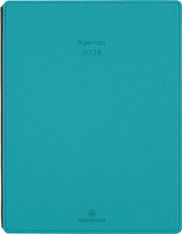 Agenda Stan - 1 semaine sur 2 pages - 19 x 24,5 cm - bleu canard - Oberthur