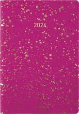 Agenda Céleste - 1 semaine sur 2 pages - 17 x 24,5 cm - fuchsia/or - Oberthur