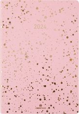 Agenda Céleste - 1 semaine sur 2 pages - 17 x 24,5 cm - rose/or - Oberthur