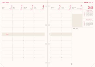 Oberthur - Recharge pour organiseur - 1 semaine sur 2 pages (semainier international) - 21 x 32,5 cm