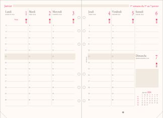 Oberthur - Recharge pour organiseur - 1 semaine sur 2 pages (semainier français) - 14,5 x 23,5 cm