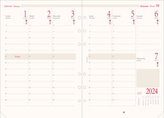 Oberthur - Recharge pour organiseur - 1 semaine sur 2 pages (semainier international) - 14,5 x 23,5 cm