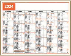Calendrier Classique - 6 mois par face - 40,5 x 55 cm - Oberthur