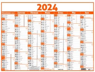 Calendrier Classique - 7 mois par face - 21 x 26,5 cm - orange - Oberthur