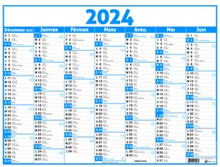 Calendrier Classique - 7 mois par face - 32 x 42 cm - bleu - Oberthur