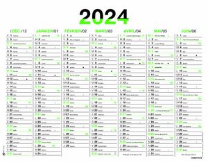 Calendrier Fluo - 7 mois par face - 21 x 26,5 cm - vert - Oberthur