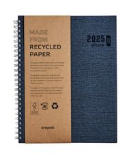 Agenda à spirale Ecotiming Kazar - 1 semaine sur 2 pages - 17,1 x 22 cm - bleu - Brepols