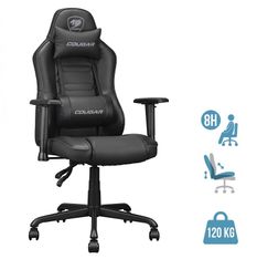 Fauteuil gamer FUSION S Black - accoudoirs réglables - appui-tête intégré - noir