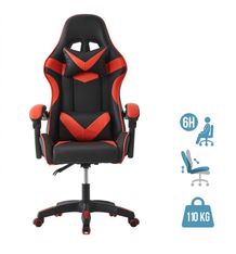 Fauteuil gamer TX - accoudoirs - appui-tête intégré - noir et rouge