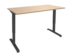 Bureau LEVEL - Bureau éléctrique - L160 - pied carbone - plateau imitation chêne clair