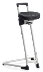 Siège technique - tabouret assis-debout - piètement blanc - assise noire