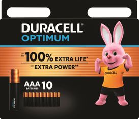 DURACELL Optimium - 10 piles alcalines - AAA LR03