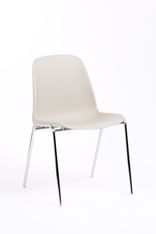 Chaise CHARLOTTE - pieds chromés sans accroche - Beige Lin