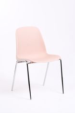 Chaise CHARLOTTE - pieds chromés sans accroche - Rose poudré