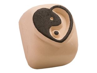 LaDot - Pierre pour tatouage éphémère - en céramique - taille S (2,2 x 2,2 cm) - cœur yin yang 