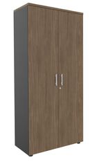 Armoire haute EXPRIM/LOFTER/LEVEL - H180 x L80 x P47 - 2 portes - Corps anthracite - Dessus et portes imitation noyer