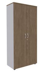 Armoire haute IDRA/DUAL - H180 x L80 x P47 - 2 portes - Corps alu - Portes et dessus imitation noyer