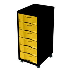 Module de bureau - 6 tiroirs - 71x30x39 - noir et jaune