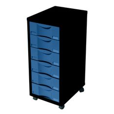 Module de bureau - 6 tiroirs - 71x30x39 - noir et bleu
