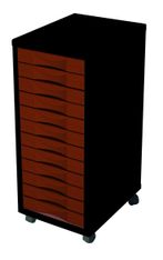 Module de bureau - 12 tiroirs - 71x30x39 - noir et rouge