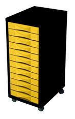 Module de bureau - 12 tiroirs - 71x30x39 - noir et jaune