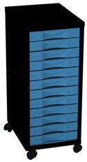 Module de bureau - 12 tiroirs - 71x30x39 - noir et bleu