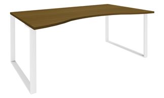 Bureau vague symétrique LOFTER - L180 cm - Plateau imitation noyer - pied blanc