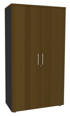 Armoire haute EXPRIM/LOFTER/LEVEL - H180 x L80 x P47 - 2 portes - Corps anthracite - Dessus et portes imitation noyer