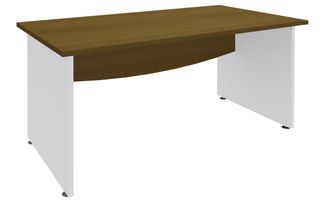 Bureau droit DUAL - L180 - Pieds blanc - plateau imitation noyer