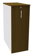 Caisson TOWER - L44 x H114 x P80 cm - 3 tablettes + 1 support DS réglable - structure blanc  perle - dessus et façade imitation noyer