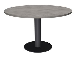 Table de réunion ronde - diam 100 cm - pieds tulipe anthracite - plateau imitation chêne gris