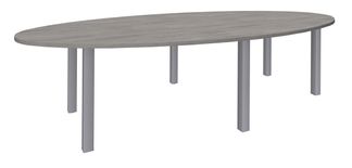 Table de réunion ovale - L280 cm - Pieds exprim alu - Plateau imitation noyer