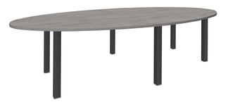 Table de réunion ovale - L280 cm - Pieds exprim carbone - Plateau imitation chêne gris