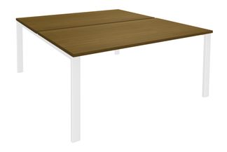 Bureau Bench IRIS - L180 cm - Plan de départ - Pieds blanc - plateau imitation noyer