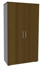 Armoire haute IRIS - H180 x L80 x P47 - 2 portes - Corps aluminium - Dessus et portes imitation noyer