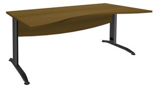 Bureau double vague symétrique IDRA - L180 cm - pieds anthracite - plateau imitation noyer