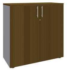 Armoire mi-haute IDRA/DUAL - L80 x H102 x P47 - 2 portes - 2 tablettes métal pour DS - Corps alu - Portes et dessus noyer