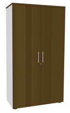 Armoire haute IDRA/DUAL - H180 x L80 x P47 - 2 portes - Corps blanc - Portes et dessus imitation noyer