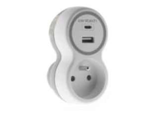 Zenitech - Multiprise 1 Prise + 2 Chargeurs USB A+C - 16A +2.1A - Blanc
